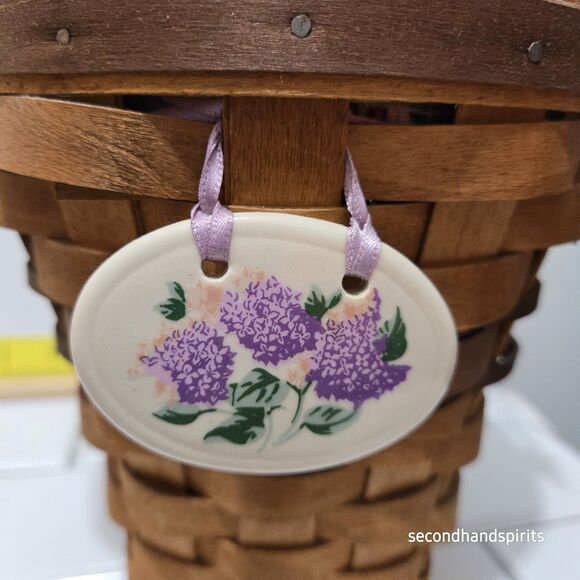 Longaberger 1994 May Series Lilac Basket, Liner, Tie On,  Protector set - Picture 5 of 10